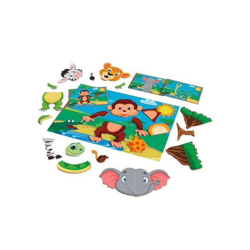 Магнитная головоломка, пазлы Животные PlayTive 80 деталей